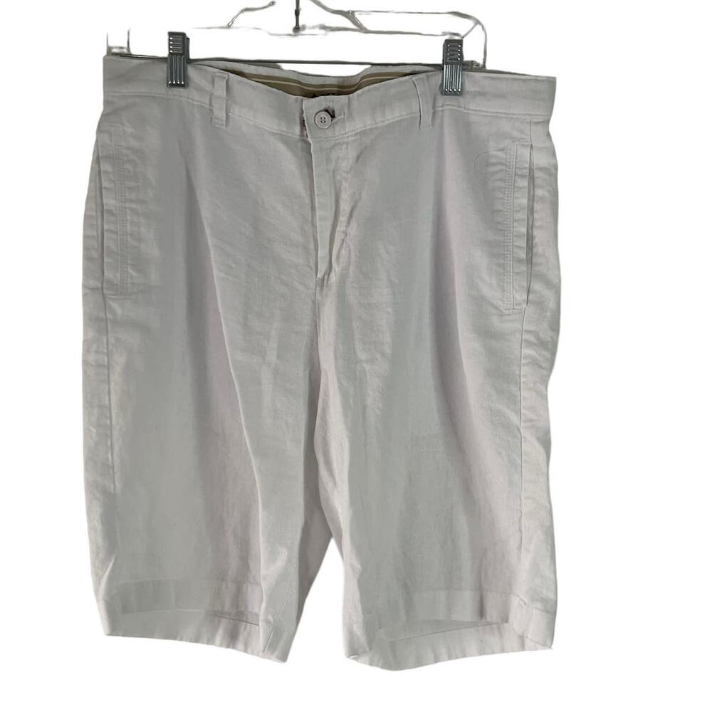 Amiani Men's Size 32 White Linen Outdoor‎ Summer Shorts